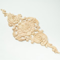 Madeira Esculpida Longa Onlay Applique Unpainted Rose Flor Porta Home Decor Estilo Europeu